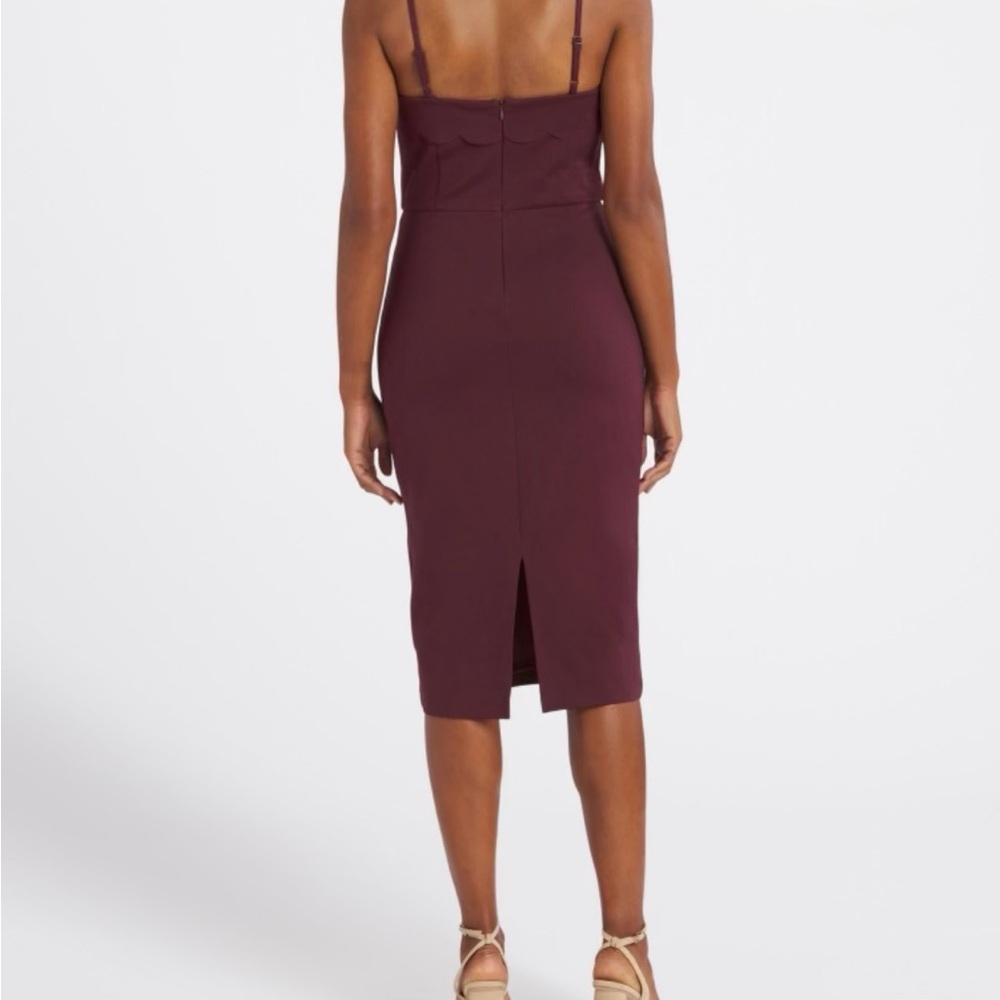 Nine Britton Burgundy Spaghetti Strap Midi Dress - Picture 3 of 7